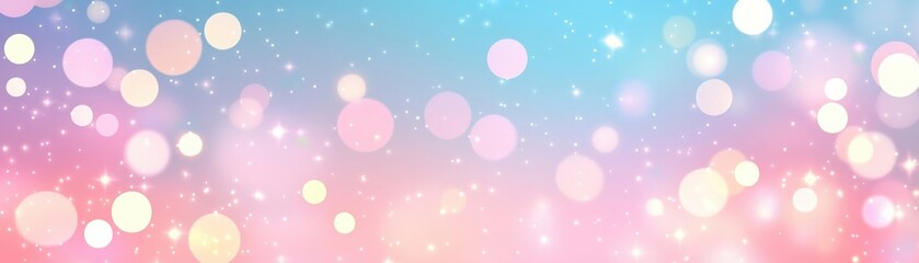 Poster - Colorful bokeh background with soft pastel hues and sparkling lights, ideal for creative projects and festive themes.