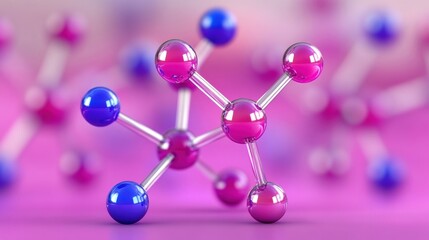 Poster - Colorful molecular structure illustration, showcasing interconnected atoms in a vibrant scientific background.