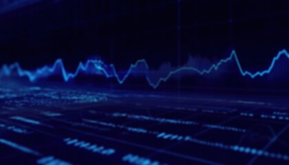 Poster - Abstract visualization of financial data with blue glowing graphs on a dark background, representing market trends.