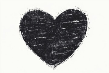 Poster - a textured black heart symbol, representing love and emotion, perfect for romantic or artistic theme