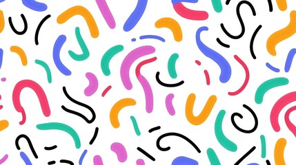 Poster - Colorful abstract pattern featuring vibrant shapes and lines on a white background, perfect for modern designs.