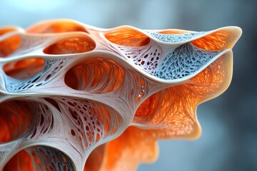 Poster - Intricate structure of abstract coral-like form featuring vibrant colors and detailed textures in an artistic depiction