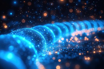 Aufkleber - stunning blue and orange light particles create a mesmerizing abstract pattern on a dark background