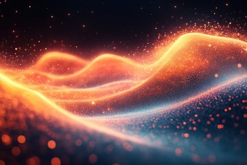 Poster - Vibrant waves of light create a mesmerizing visual display in a digital landscape