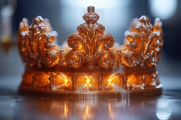 Poster - Intricate crown design illuminated from below, showcasing artistic craftsmanship and detailed engravings