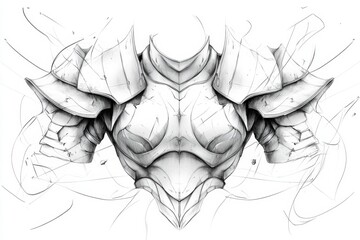 Aufkleber - A clean design of a knight armor chest piece, drawn with smooth lines and a simple gradient effect