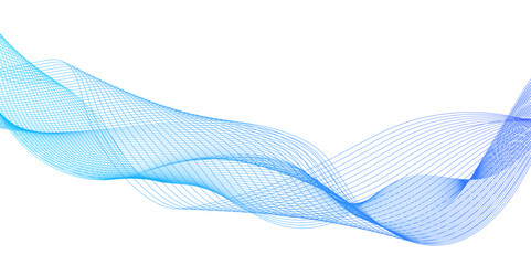 Poster - abstract wave element for background design, abstract vector blue wave lines on white background, te