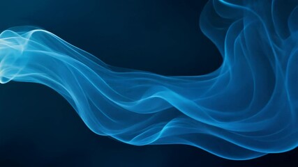 Poster - Ethereal Blue Smoke Fluid Movement Against Dark Background Creates Tranquil and Elegant Abstract Wave of Calming Atmosphere