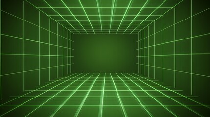 Leinwandbilder - Green Grid Lines Form A Virtual Room