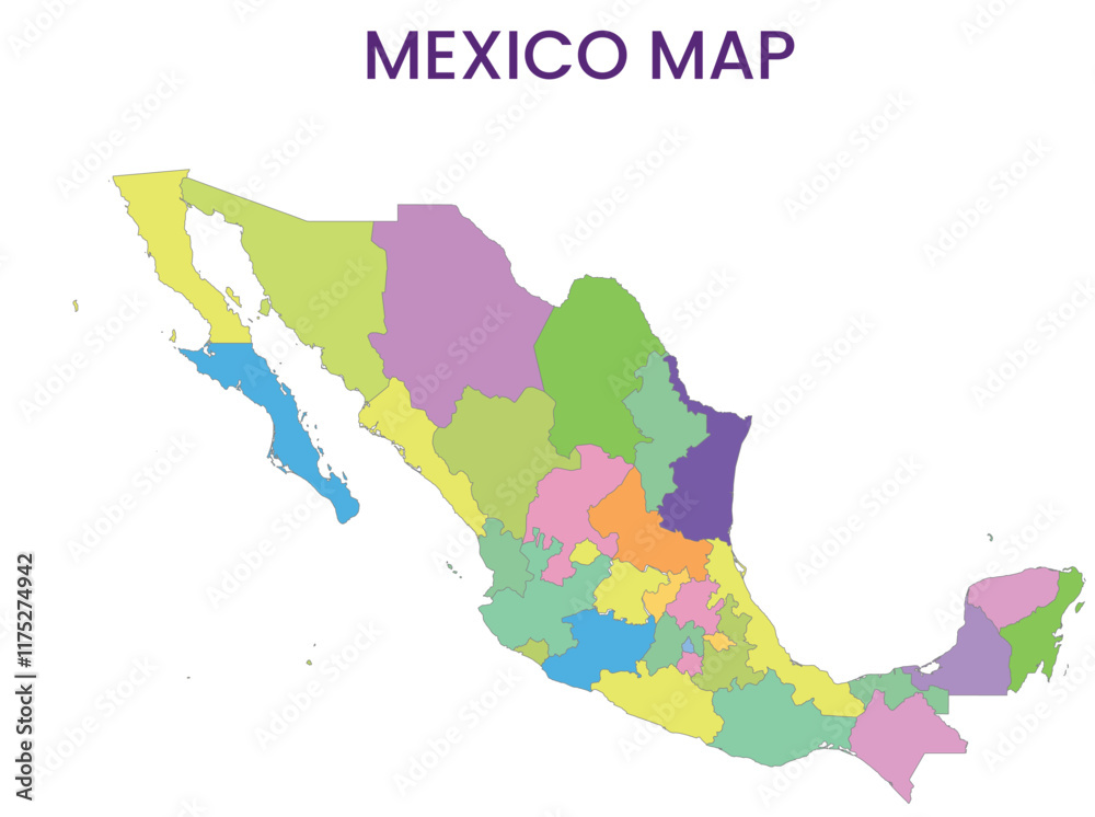 Mexico Map Basic High detailed map of Mexico. Outline map of Mexico. North America Stock ...