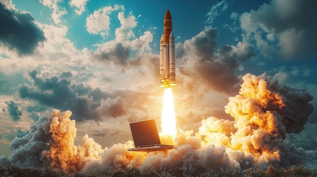 Laptop Rocket Launch: A Digital Startup's Journey to Success