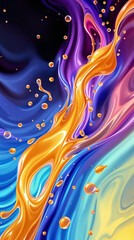 Poster - Fluid colors swirl and dance vibrant tapestry of liquid motion and glistening drops