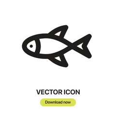 Fototapete - Fish icon vector. Linear-style sign for mobile concept and web design. Fish symbol illustration. Pixel vector graphics - Vector.	