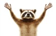 A close-up photo of a funny and cute raccoon, isolated against a white background