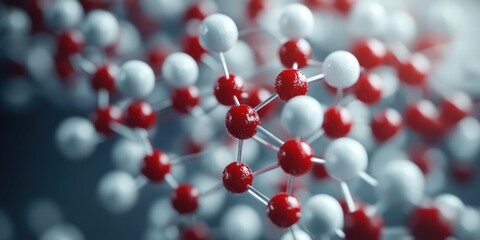 Poster - red and white organic molecules 3d rendering showing intricate structure and detail with gigapixel q