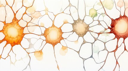 Poster - Abstract illustration of interconnected neurons in soft hues representing neural activity