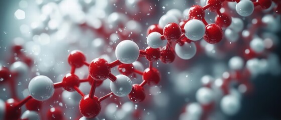 Poster - Detailed 3D Rendering of Molecular Structure Close-Up with Gigapixel Quality, Highlighting Atoms, Bonds, and Intermolecular Interactions in Scientific Visualization