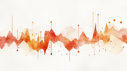 Poster - Abstract watercolor art showcasing vibrant hues of red and orange in fluid wave patterns