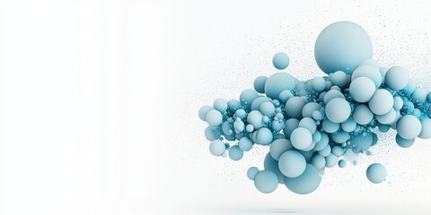 Poster - Abstract Composition of Light Blue Floating Spheres with Soft Shadows and Particle Effect