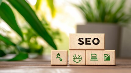 Wall Mural - keyword marketing visibility. blocks displaying 