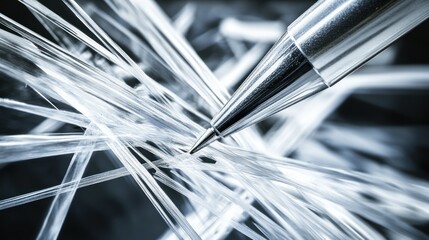 Poster - Abstract Composition: Pen and Intricate Transparent Fibers