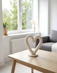 Wall Mural - Elegant Heart Sculpture for Minimalist Living Room Décor create with ai