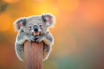 Poster - A hyper-realistic close-up of a koala face, showcasing every hair, whisker, and texture of its soft fur in vivid detail
