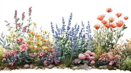 Wall Mural - Vibrant Summer Flower Garden Border