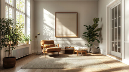 Modern Living Room with Bouclé Armchair and Scandinavian Style