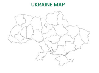  High detailed map of Ukraine. Outline map of Ukraine. Europe