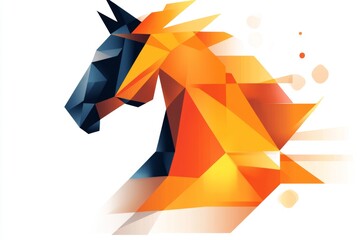 Fototapete - A simple geometric depiction of a chess knight, with bold lines and a modern gradient color scheme