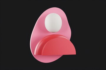 Aufkleber - Abstract 3D render of pink and red geometric shapes, featuring a white sphere on a pink background.