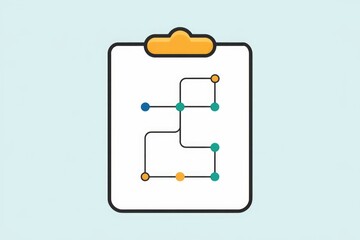 Poster - A clipboard displaying a flowchart with interconnected nodes, representing a process or workflow.
