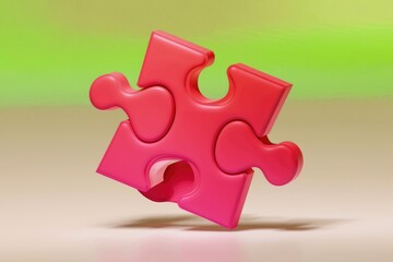 Aufkleber - A single, vibrant pink puzzle piece, symbolizing connection, solution, and teamwork.