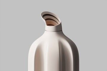 Poster - Elegant, off-white sculptural vase with a unique curved neck and pleated body.
