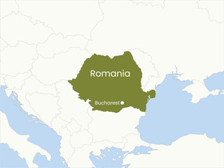  High detailed map of Romania. Outline map of Romania. Europe