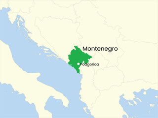  High detailed map of Montenegro. Outline map of Montenegro. Europe