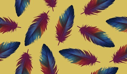 Wall Mural - Colorful feather seamless pattern background