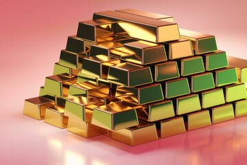 Poster - A pyramid of gleaming gold bars, symbolizing wealth, luxury, and financial success.