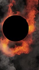 Wall Mural - cosmic event during a solar eclipse surrounded by flames and smoke, creating a dramatic effect