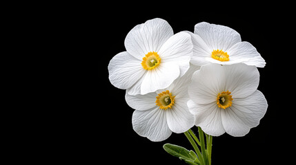 Canvas Print - Delicate white flowers with yellow centers on black background