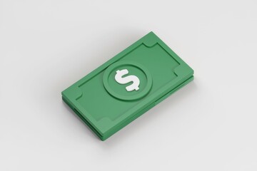 Aufkleber - A 3D rendered green dollar bill, symbolizing finance, money, and wealth.