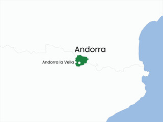 Naklejka na meble High detailed map of Andorra. Outline map of Andorra. Europe
