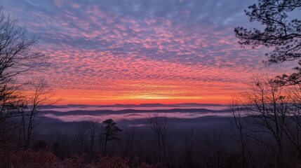 Wall Mural - Majestic Sunrise over Misty Mountains