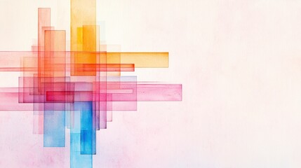 Poster - Colorful Abstract Design with Overlapping Geometric Shapes and Soft Brush Strokes