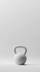 Aufkleber - White kettlebell standing on a white background symbolizing fitness, strength training, and a healthy lifestyle, creating a minimalist and conceptual image