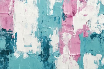 Poster - Modern urban wall textures in teal, pink, and white, featuring grunge-style paint strokes for creative advertising