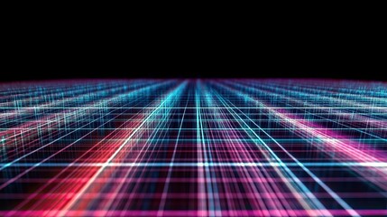 Poster - Dynamic Grid of Glowing Lines Creating an Illusion of Depth on a Dark Canvas at Twilight