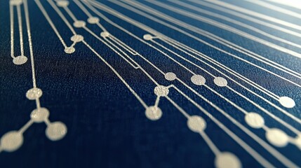 Poster - Simplified Circuit Board Design Highlighting Intersection Points on a Deep Blue Background