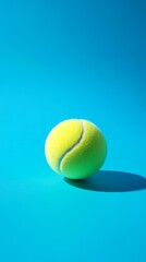 Aufkleber - Bright yellow tennis ball resting on a vivid blue surface, casting a distinct shadow, creating a striking contrast and minimalist sports concept